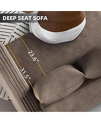 Streamdale Furniture Camel 4-Seat Plush Corduroy Sofa with Ottoman