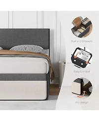 gaomon Upholstered Size Platform Bed Frame with 2 Storage Drawers and Headboard