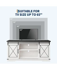 gaomon Farmhouse 59" Tv Stand Up to 65 Inches, Mid Century Modern Entertainment Center with Storage Cabinets