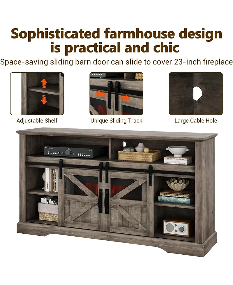 gaomon Fireplace Tv Stand for Television Farmhouse Entertainment Center Electric Fireplace