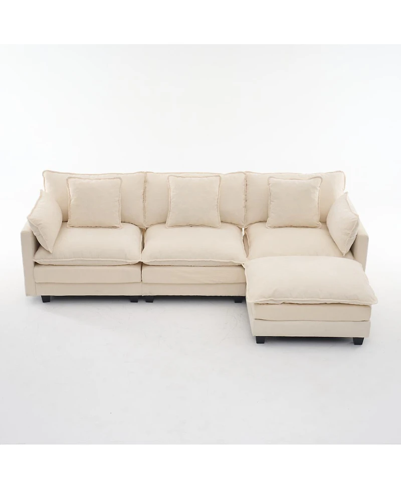Streamdale Furniture 3-Seat Storage Ottoman Sectional Couch, L-Shaped Bench with Footrest