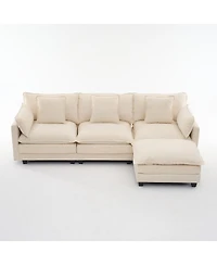 Streamdale Furniture 3-Seat Storage Ottoman Sectional Couch, L-Shaped Bench with Footrest
