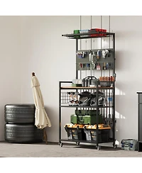 Streamdale Furniture Fishing Rod Storage Rack & Tackle Organizer Cart with Wheels