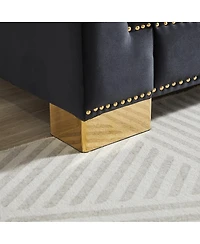 Streamdale Furniture 35 inches 3-Seater Chesterfield Rolled Arm Velvet Modern Sofa for Living Rooms & Offices.