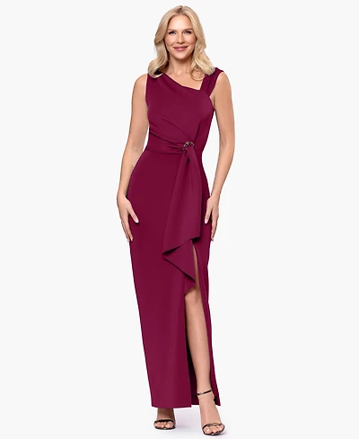 Betsy & Adam Petite Asymmetric Sleeveless Gown Dress