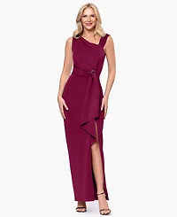 Betsy & Adam Petite Asymmetric Sleeveless Gown Dress