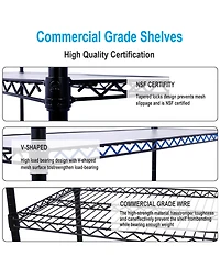 Rainsken 6-Tier Metal Wire Shelving Unit, Heavy Duty Adjustable Storage Rack with Wheels, Shelf Liners
