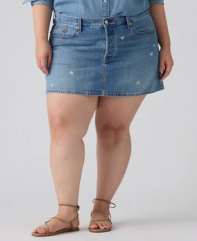 Levi's Plus Cotton Iconic 501 Mid-Rise Denim Skirt