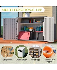 Streamdale Furniture Horizontal Storage Shed with Removable Shelf, Large Lockable Outdoor Cabinet