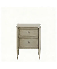 Yigii Wood 2 Drawer Farmhouse Nightstand with Antique Finish