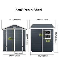 Streamdale Furniture 6ft x 6ft Plastic Outdoor Storage Shed with Lockable Door
