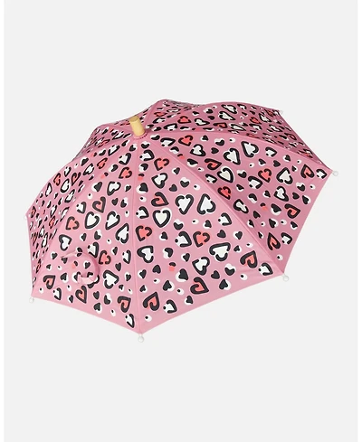 Deux par Deux Girl Color-Changing Umbrella Hearts Print