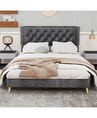 Streamdale Furniture Velvet Upholstered Queen Bed