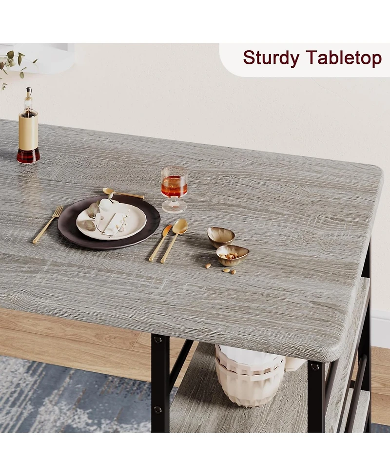 gaomon Kitchen Table Set, 3 Piece Dining Table and Chairs for 2, Space Saving Bar Dining Table Set with 2 Upholstered Chairs for Small Spaces