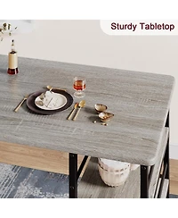 gaomon Kitchen Table Set, 3 Piece Dining Table and Chairs for 2, Space Saving Bar Dining Table Set with 2 Upholstered Chairs for Small Spaces