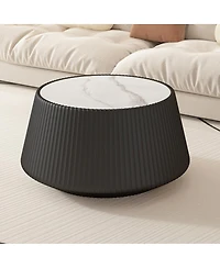 Streamdale Furniture Modern sintered stone top leather sofa coffee table