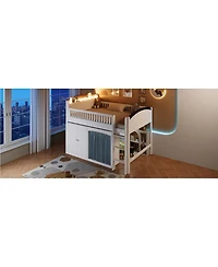 Streamdale Furniture Streamdale Loft Bed with Storage Cabinet, Wardrobe and Led