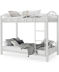 gaomon Metal Bunk Bed Twin Over Twin, Heavy Duty Bunkbeds Frame with Arched Guardrail and Safety Ladder, Sturdy Steel for Kids Boys Girls