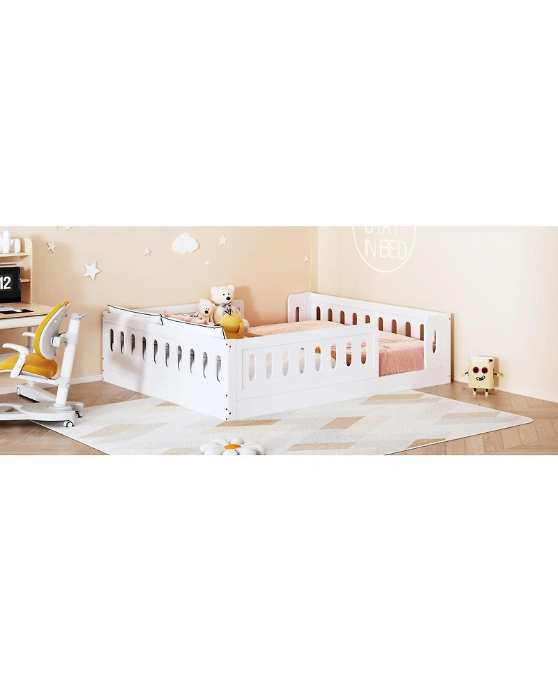 Streamdale Furniture Wood Full Size Platform Bed with Guardrail