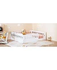 Streamdale Furniture Wood Full Size Platform Bed with Guardrail