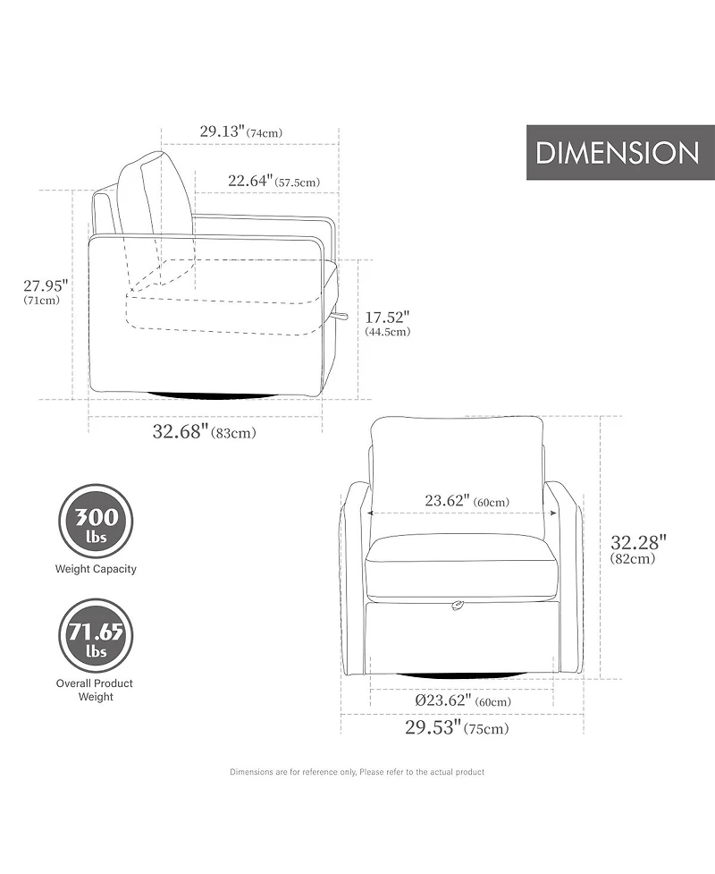 Streamdale Furniture 360° Swivel Armchair with Hidden Storage & Pillow