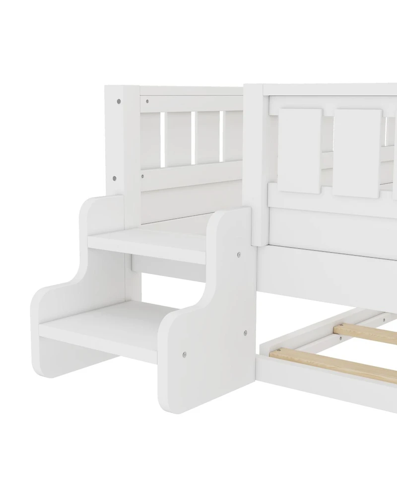 Streamdale Furniture Full bed with bookshelves, staircase, safety rails, and trundle