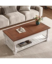 Streamdale Furniture Retro Lift-Top Coffee Table with Storage, Hidden Compartment