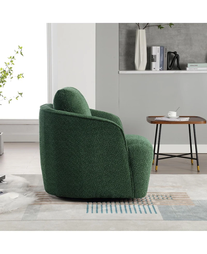 Streamdale Furniture Boucle Upholstered Swivel Accent Barrel Chair & Round Sofa Chair