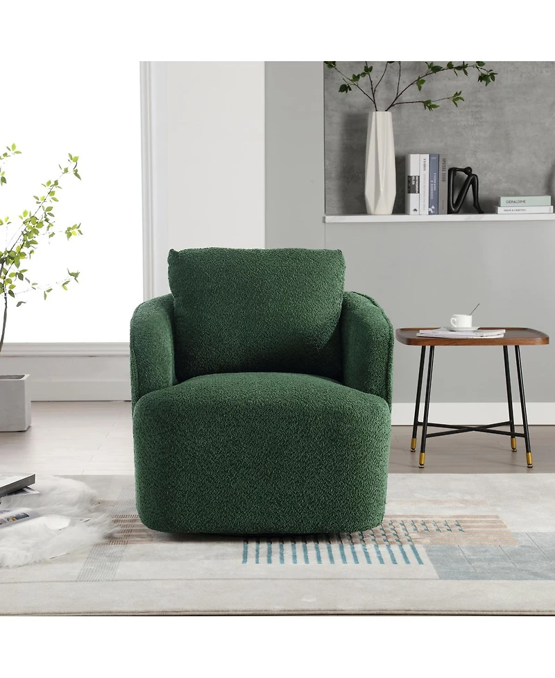 Streamdale Furniture Boucle Upholstered Swivel Accent Barrel Chair & Round Sofa Chair