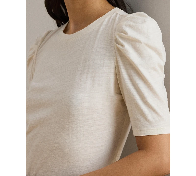 Lauren Ralph Women's Crewneck Puff-Sleeve Top