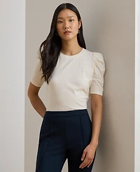 Lauren Ralph Women's Crewneck Puff-Sleeve Top