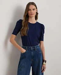 Lauren Ralph Women's Crewneck Puff-Sleeve Top