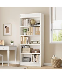 gaomon Tall Farmhouse Bookcase – 5-Tier Bookshelf with Fluted Design and Display Rack, Rustic Wood Freestanding Book Shelf for Office, Library