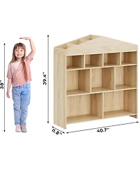 gaomon 9-Cubby Kids Bookshelf – Wooden Toy Storage Organizer, Toddler Bookcase and Playhouse Cabinet Shelf for Boys Girls