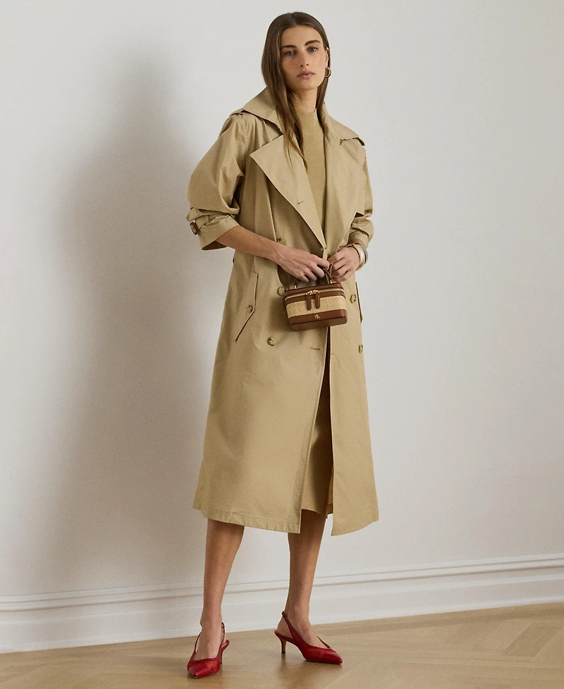Lauren Ralph Women's Notch Lapel Long-Sleeve Trench Coat