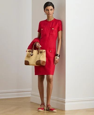 Lauren Ralph Women's Round Neck Short-Sleeve Shift Dress