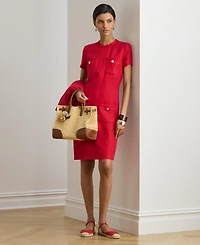 Lauren Ralph Women's Round Neck Short-Sleeve Shift Dress