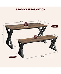 gaomon Kitchen Table with 2 Benches Dining Table Set for 4 Saving Space Dining Room Table Set for Kitchen Dining Room