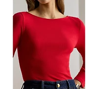 Lauren Ralph Women's Slim Fit Boat Neck Top
