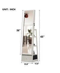 Streamdale Furniture 360° Swivel Jewelry Cabinet with Full Length Mirror