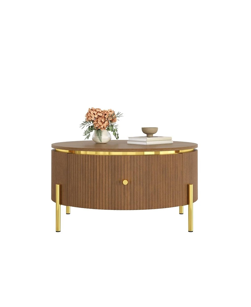 Streamdale Furniture 31.5" Modern Round Coffee Table with 2 Drawers