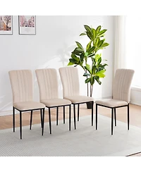 Streamdale Furniture Dining Chairs Set of 4 Modern Velvet Upholstered Chairs with Metal Legs