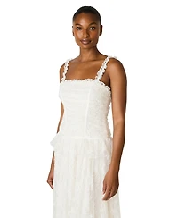 Steve Madden Juniors' Ruched Chantilly Lace Drop Waist Peplum Maxi Dress