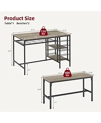 gaomon Dining Table Set for 4 Kitchen Table with 2 Benches Rectangular Dining Room Table Set