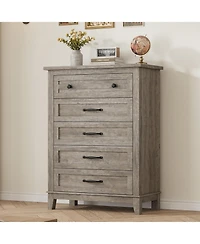 gaomon 5 Dresser for Bedroom, 41.3 in Tall Vertical Drawer Dresser with Large Storage, Freestanding Wooden Closet Chest for Bedroom, Living Room