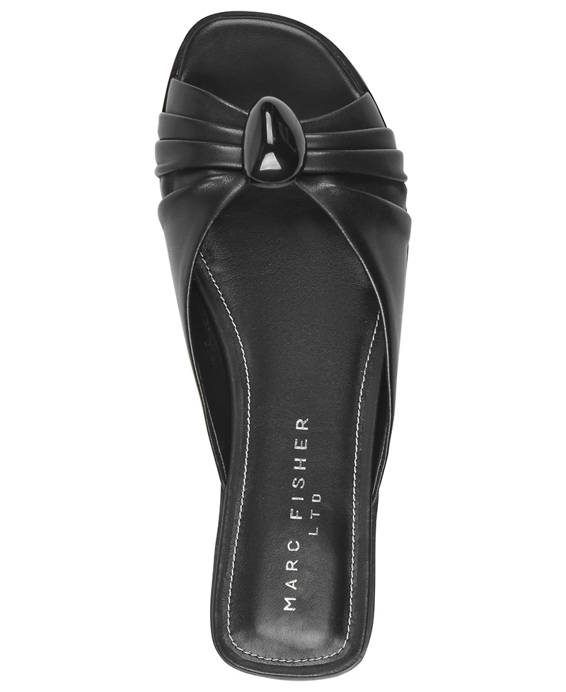 Marc Fisher Ltd Women's Dalani Ornamented Ruched Flat Slip-On Sandals
