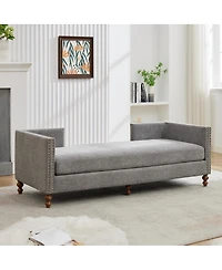 Streamdale Furniture 75.2" Wide Upholstered Chaise Lounge with Nailheads & 4 Pillows