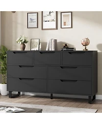 gaomon 7 Drawer Wide Dresser, Freestanding Wooden Storage Cabinet for Living Room