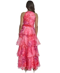 Eliza J Petite Halter Neck Floor Length Gown