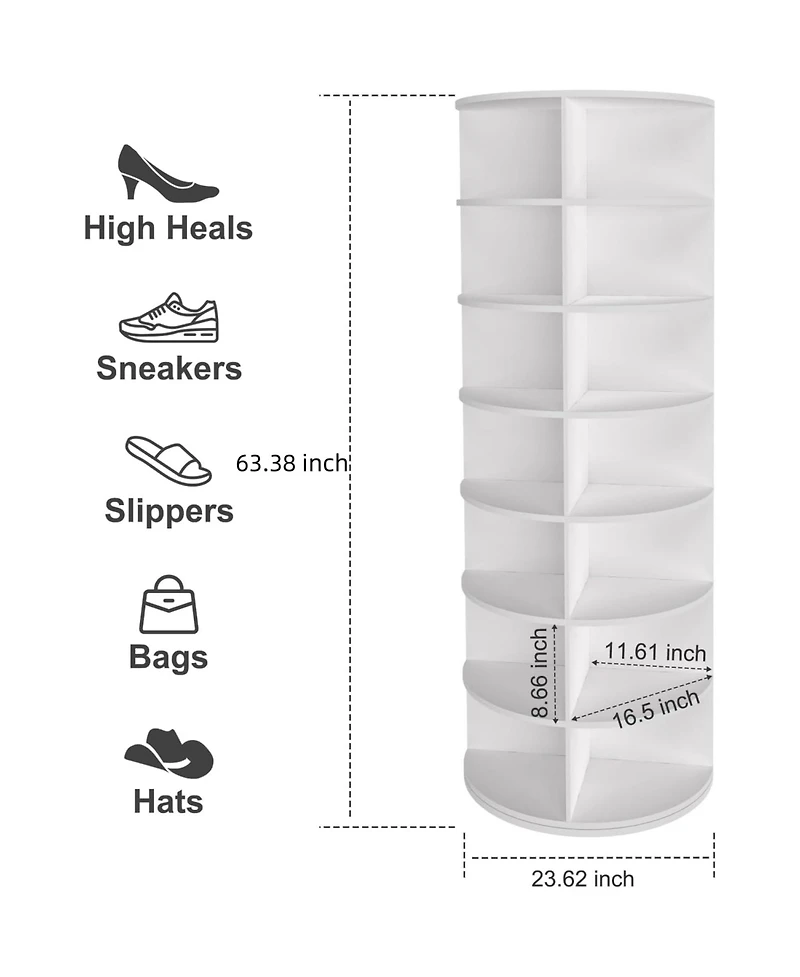 Rainsken Tier Rotating Shoe Rack Tower, Vertical Display Stand Round Carousel